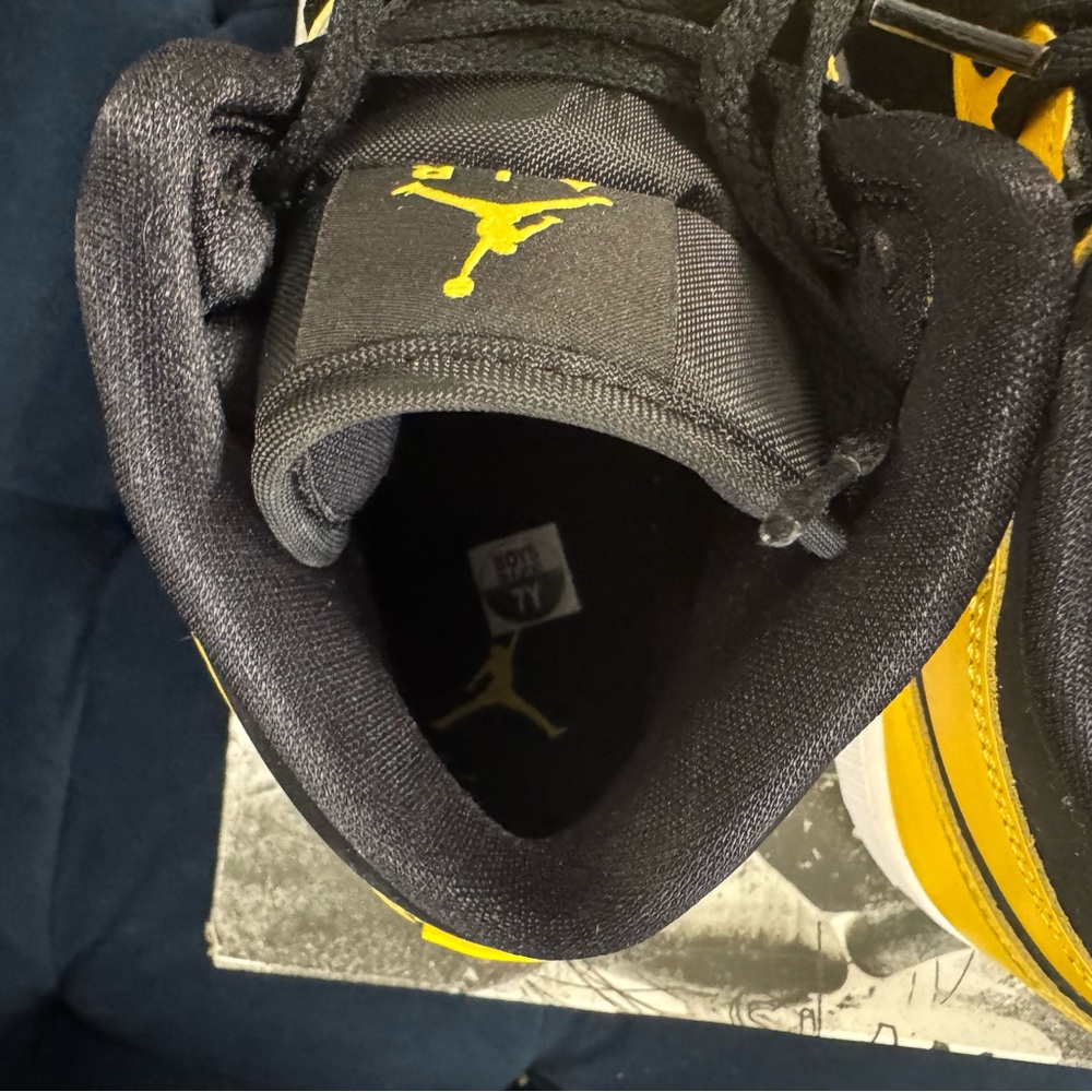Air Jordan Black and Yellow High-Top Sneakers - Picture 10 of 16